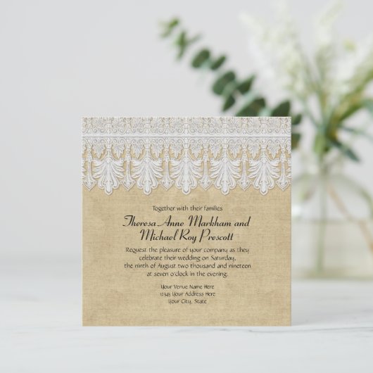 BOHO Afgedrukte Burlap in Lace Gypsy Modern Mod St Kaart (Staand voorkant)