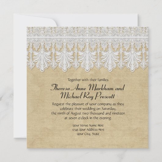 BOHO Afgedrukte Burlap in Lace Gypsy Modern Mod St Kaart (Voorkant)