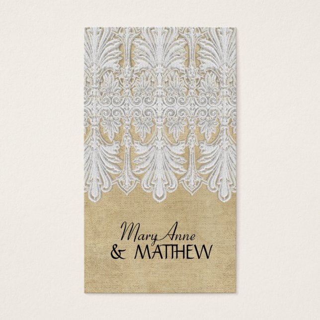 BOHO Afgedrukte Burlap in Lace Gypsy Modern Mod St Visitekaartje (Voorkant)