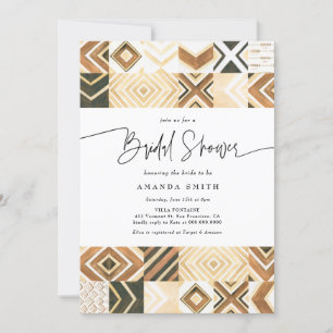 Boho African Tiles Safari Earth Tone Vrijgezellenf Kaart