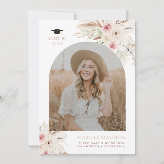 Boho Afstuderen Aankondiging Meisje Afstudeerder F (Voorkant)