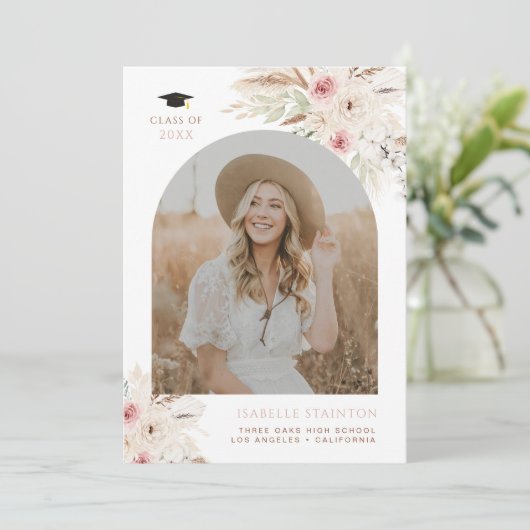 Boho Afstuderen Aankondiging Meisje Afstudeerder F (Staand voorkant)