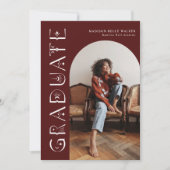 Boho Afstuderen Maroon Afstuderen Aankondiging (Voorkant)