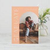 Boho Afstuderen Peach Afstuderen aankondiging (Staand voorkant)