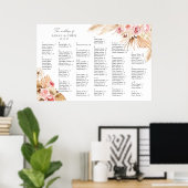 Boho Alfabetical Order Wedding Seating Chart Poster (Thuiskantoor)