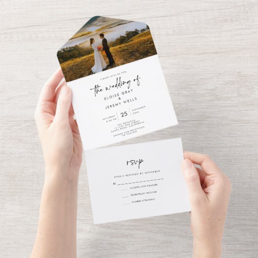 Boho All in One Wedding Invite All In One Uitnodiging (Afscheurbaar)