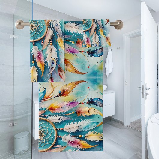 Boho American Indian Dream Catcher, waterverf Bad Handdoek