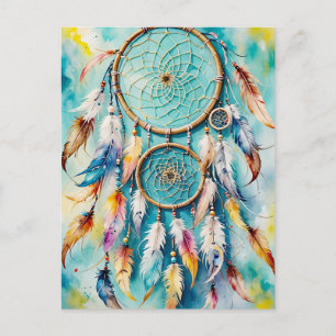 Boho American Indian Dream Catcher, waterverf Briefkaart