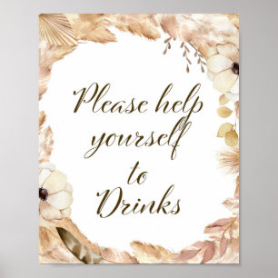 Boho and Feather Party Sign, Bridal, Baby, bruilof Poster