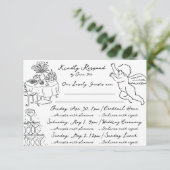 Boho Angel Doodle Hand getrokken eenvoudige multi- RSVP Kaartje (Staand voorkant)