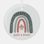 Boho Angel Rainbow Kerstvakantie Glas Ornament (Voorkant)