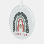 Boho Angel Rainbow Kerstvakantie Glas Ornament (Voorkant links)