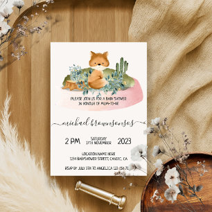 Boho Animal Fox Tropisch Baby shower Kaart
