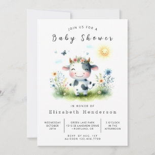 Boho Animal Fun Koe Baby shower Kaart