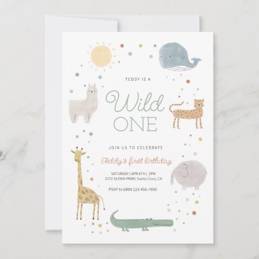 Boho animal sauvage une invitation d'anniversaire (Devant)