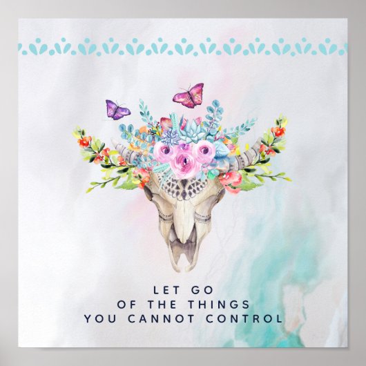 Boho Animal Skull Inspirerend Quote Poster (Voorkant)