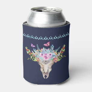 Boho Animal Skull met Butterflies en Flowers Blikjeskoeler