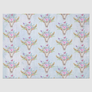 Boho Animal Skull met Butterflies en Flowers Tissuepapier