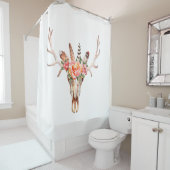 BoHo Animal Skull Waterverf Rozen Bah Shower Douchegordijn (In situ)