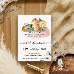 Boho Animal Squirrel Tropisch Baby shower Kaart