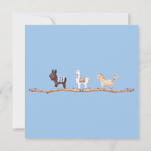 Boho Animaux Baby Boy Shower Invitations (Dos)