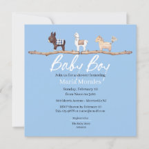 Boho Animaux Baby Boy Shower Invitations