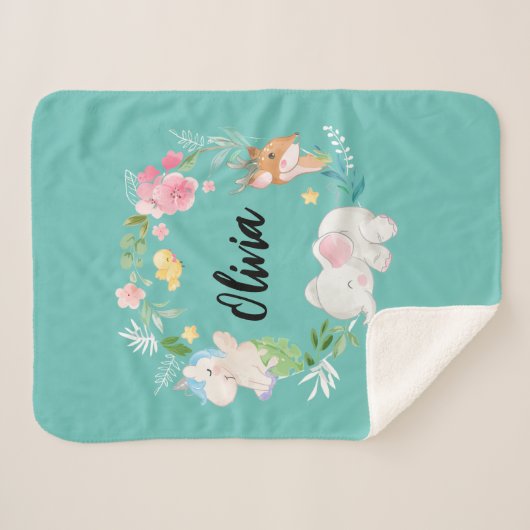 Boho animaux bois thème sherpa couvertures (Devant (Horizontal))