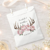 Boho Antler met roze pioenen bruiloft Bedankzakje (Geknipt)