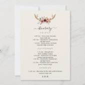 Boho Antlers bruiloft welkomstbrief reisschema Kaa Kaart (Achterkant)