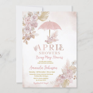 Boho April Douches brengen mei roze bloemen Kaart