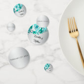 Boho Aqua Rozen op Zilveren Bruiloft Confetti (Groep)