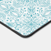 Boho Aqua White Mandala kunst Bureaumat (Hoek)