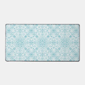 Boho Aqua White Mandala kunst Bureaumat (Voorkant)