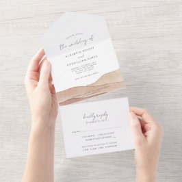 Boho Aquarel Abstracte bruiloft All In One Uitnodiging