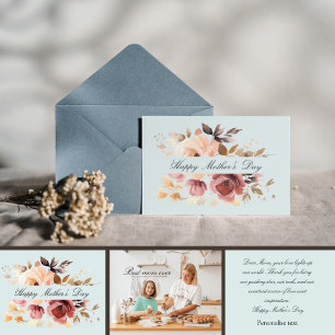 Boho aquarel gepersonaliseerde foto moederdag kaart