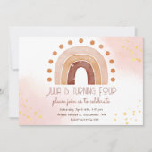 Boho aquarelle arc-en-ciel Invitation Anniversaire (Devant)