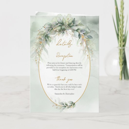 Boho aquarelle eucalyptus or ovale cadre programme (Dos)