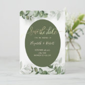 Boho aquarelle eucalyptus verdure save the date (Debout devant)