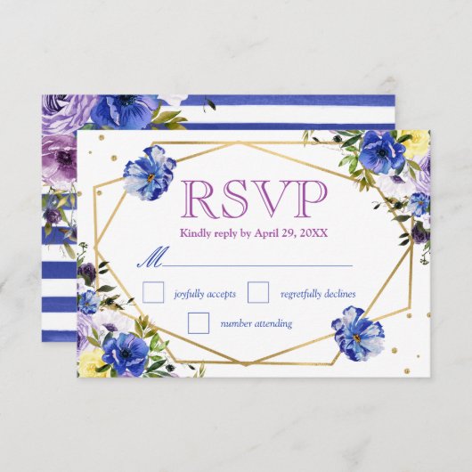 Boho Aquarelle Fleurs d'été Mariage RSVP (Devant / Derrière)