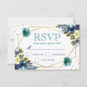Boho Aquarelle Fleurs d'hiver Mariage RSVP (Devant)