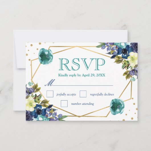 Boho Aquarelle Fleurs d'hiver Mariage RSVP (Devant)