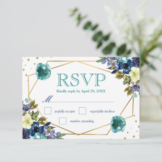 Boho Aquarelle Fleurs d'hiver Mariage RSVP (Debout devant)