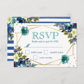 Boho Aquarelle Fleurs d'hiver Mariage RSVP (Devant / Derrière)