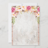 boho aquarelle fleurs Douche Bingo Cartes (Dos)