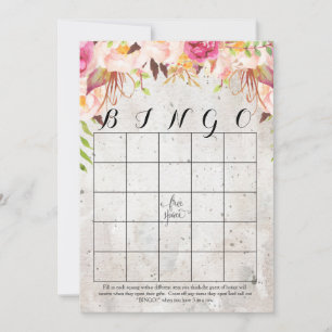 boho aquarelle fleurs Douche Bingo Cartes