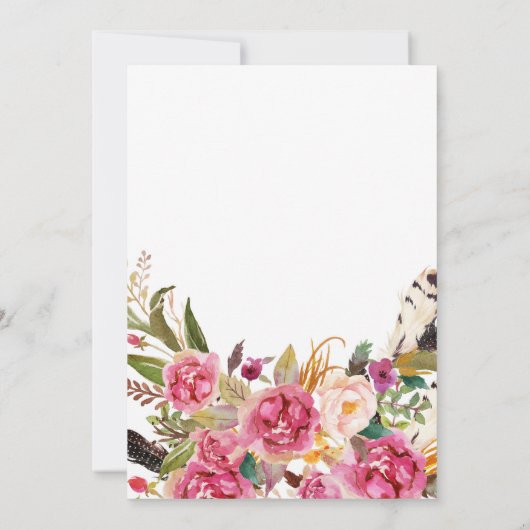 boho aquarelle fleurs Douche Bingo Cartes (Dos)