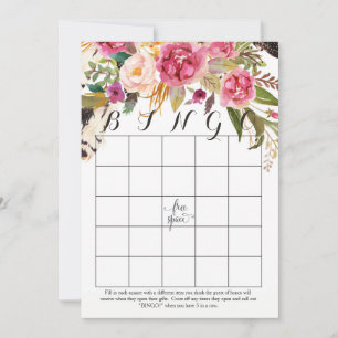 boho aquarelle fleurs Douche Bingo Cartes