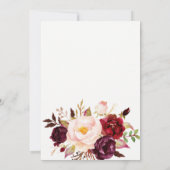 boho aquarelle fleurs Douche Bingo Cartes Marsala (Dos)