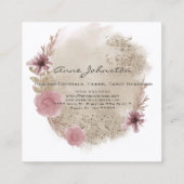 Boho Aquarelle Floral Carré Carte de visite (Dos)