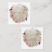 Boho Aquarelle Floral Carré Carte de visite (Devant / Derrière)